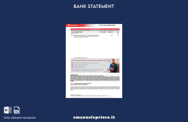 modello di versione word dell'estratto conto bancario Messico Banorte in stile v